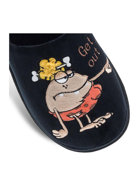 Men's Printed Slippers Black