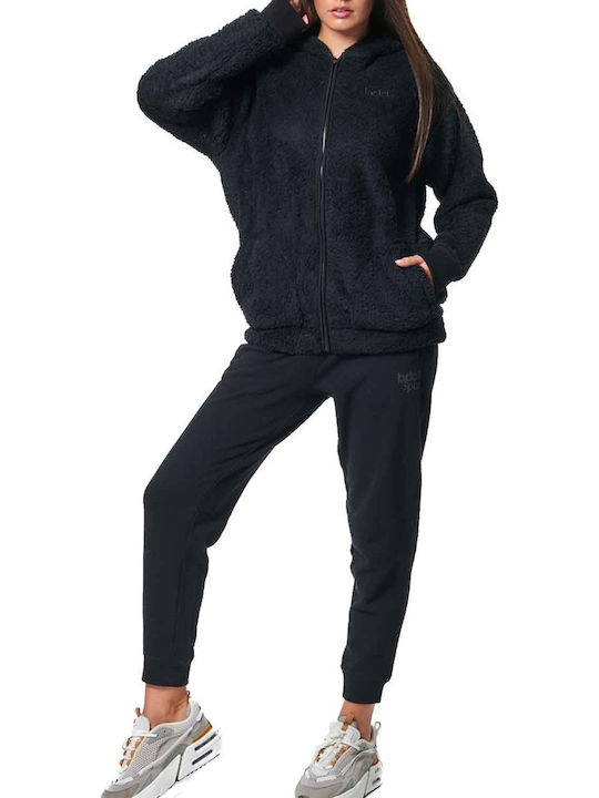Short Women's Cardigan with Zipper Black