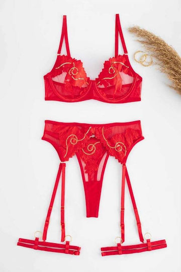 Decoro Sexy Dessous-Set mit Straps Rot