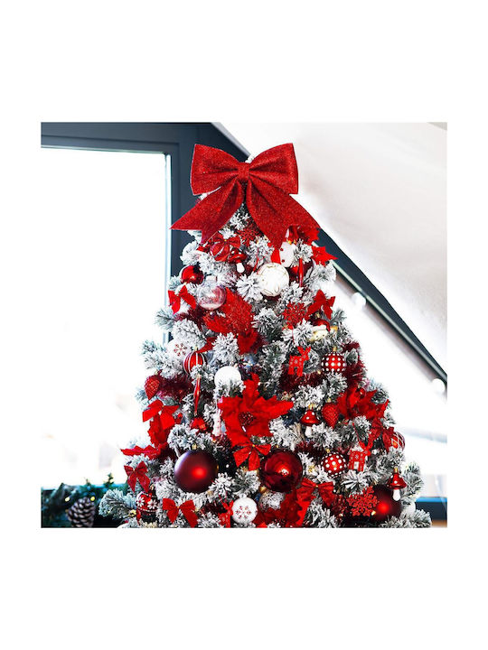 Hängender Bogen Ornament Rot mit Glitzer Set 6Stück