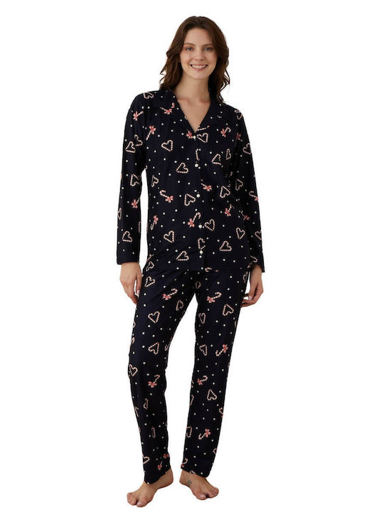 Boyraz Winter Women's Pyjama Set Cotton Black