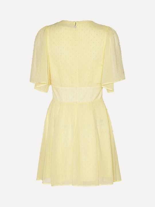 Rotate Mini Dress with Ruffle Yellow