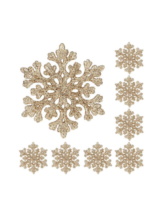 Ornament suspendat Fulgi de zăpadă Plastic Auriu Set 8buc