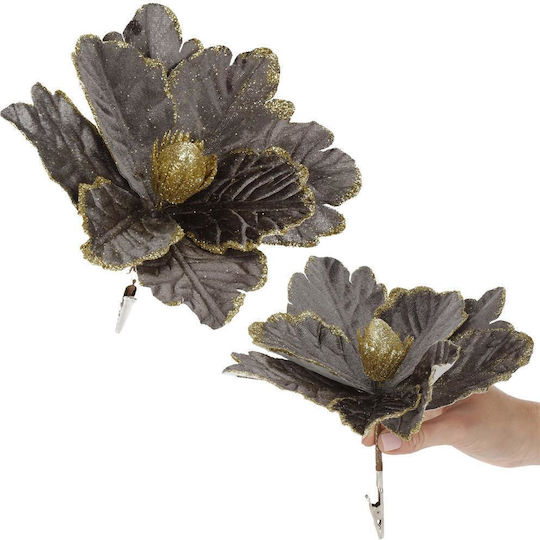 Hängendes Ornament Blume Gray mit Glitzer Set 5Stück
