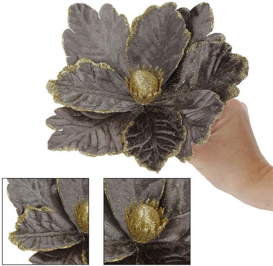 Hängendes Ornament Blume Gray mit Glitzer Set 5Stück
