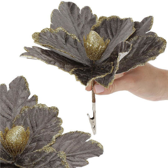 Hängendes Ornament Blume Gray mit Glitzer Set 5Stück