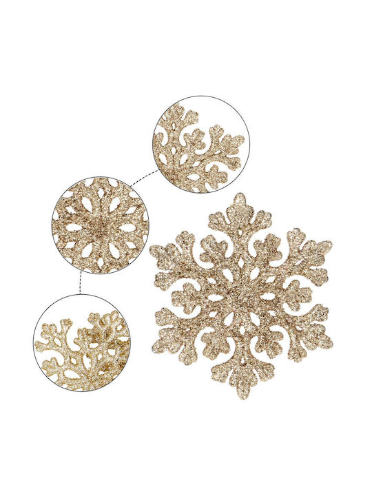 Ornament suspendat Fulgi de zăpadă Plastic Auriu Set 8buc