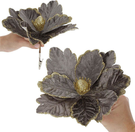 Hängendes Ornament Blume Gray mit Glitzer Set 5Stück