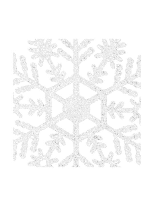Hängendes Schneeflocke Ornament Kunststoff Weiß mit Glitzer Set 12Stück