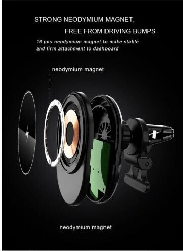 Suport Auto Magnetic Magsafe Încărcare Wireless 15W Încărcare Rapidă Standard Qi QC3.0 CWCph-D11