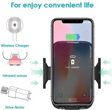 Suport Auto pentru Ventilație + Ventuză 10W Qi Standard Încărcare Rapidă Wireless Tip-C Cwcph-d1