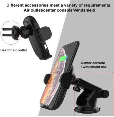 Suport Auto pentru Ventilație + Ventuză 15W Qi Standard Încărcare Rapidă Wireless Tip-C Cwcph-d5