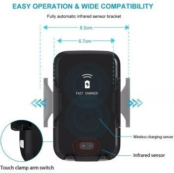 Suport Auto pentru Ventilație + Ventuză 10W Qi Standard Încărcare Rapidă Wireless Tip-C Cwcph-d1