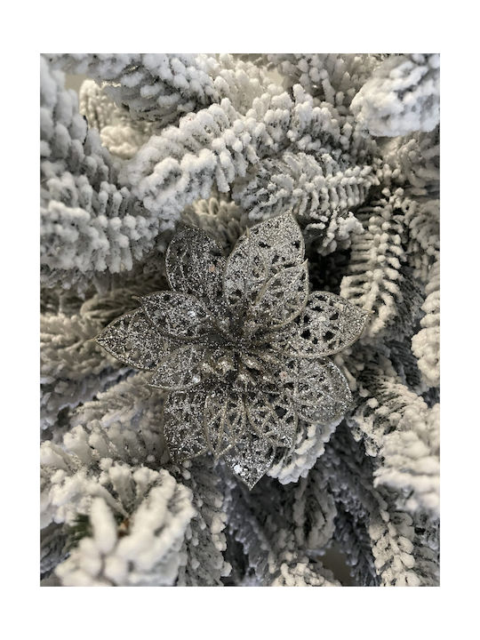 Hängendes Ornament Blume Kunststoff Silber 10cm Set 10Stück