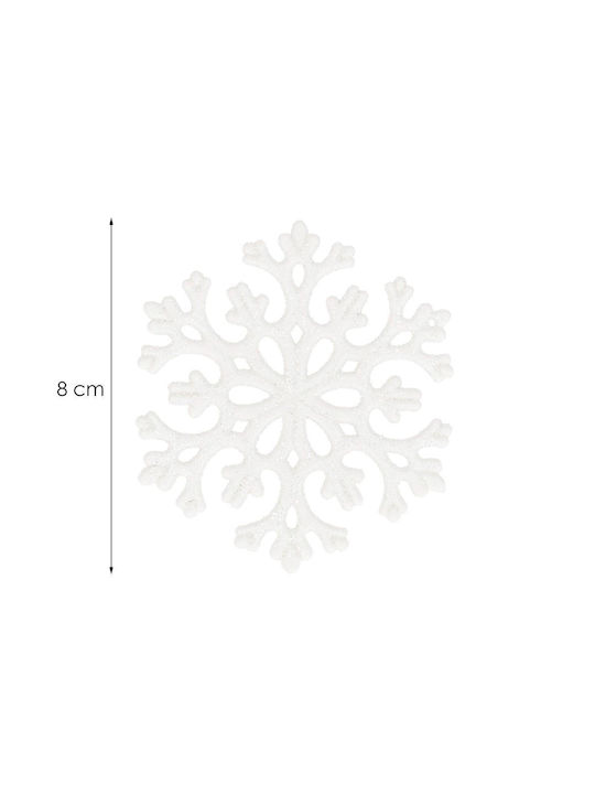 Ornament suspendat Fulgi de zăpadă Plastic Alb Set 8buc