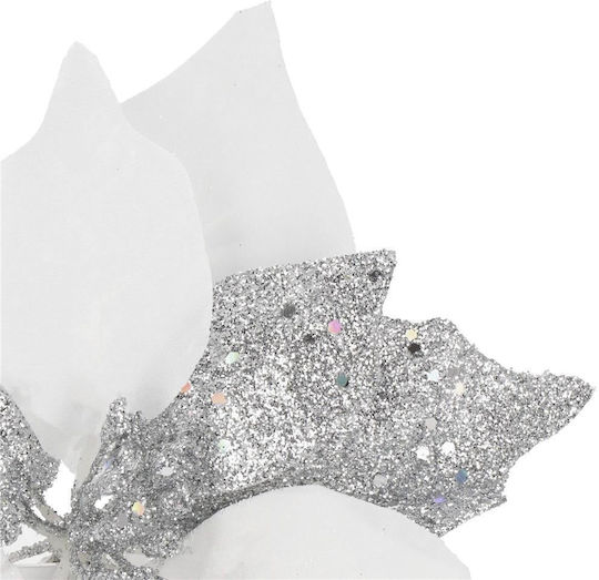 Hängendes Ornament Blume Kunststoff Weiß mit Glitzer Set 5Stück
