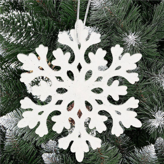 Ornament suspendat Fulgi de zăpadă Plastic Alb Set 8buc