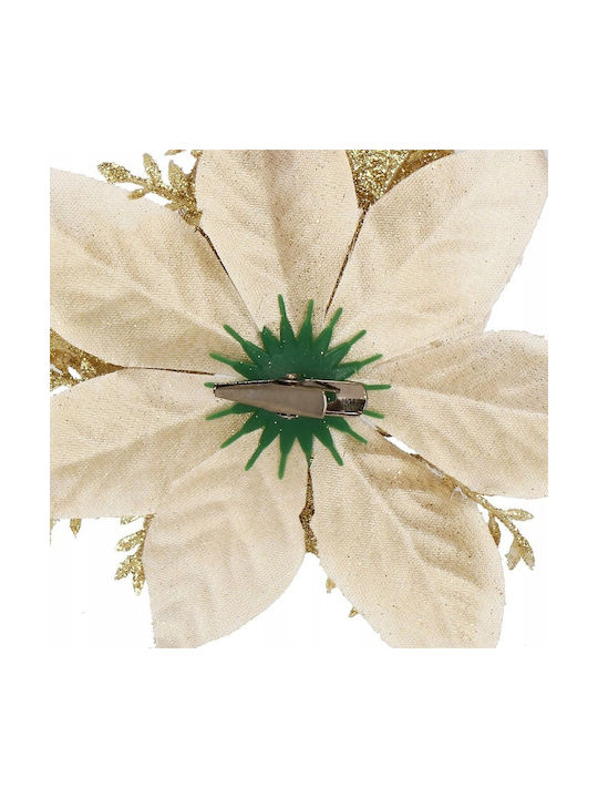 Hängendes Ornament Blume Kunststoff Gold mit Glitzer 13x13cm Set 10Stück