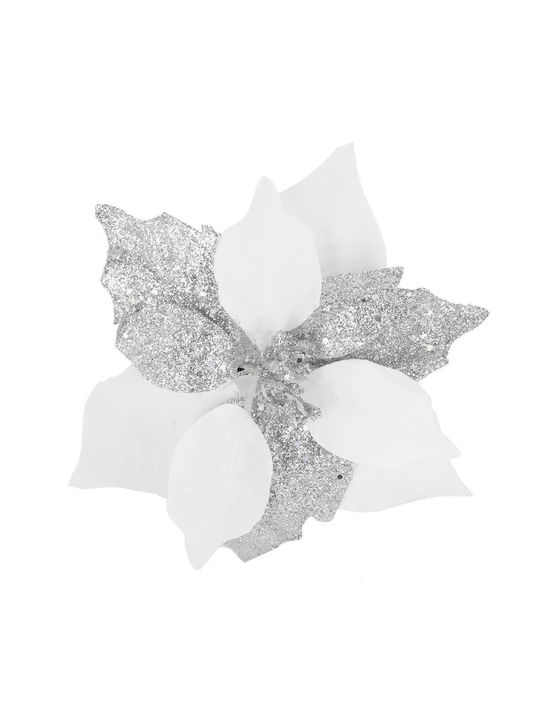 Ornament suspendat Floare Plastic Alb Set 5buc