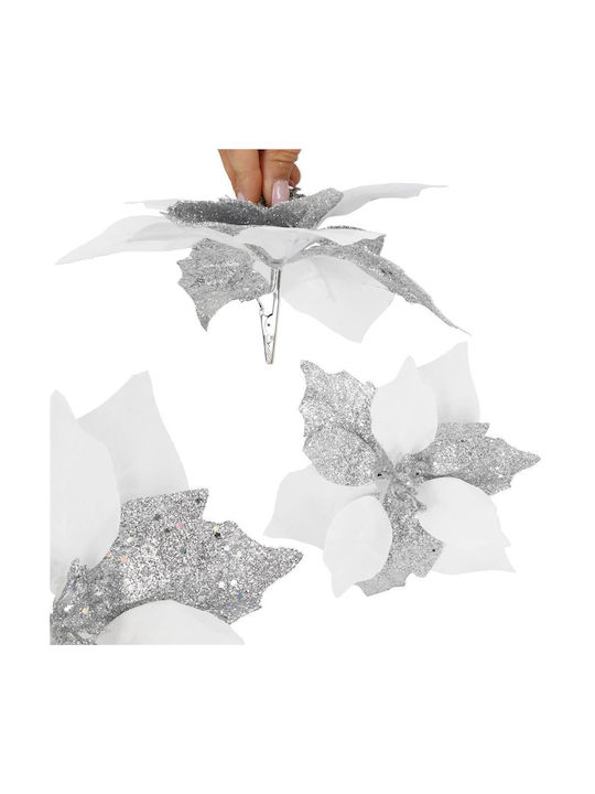 Ornament suspendat Floare Plastic Alb Set 5buc