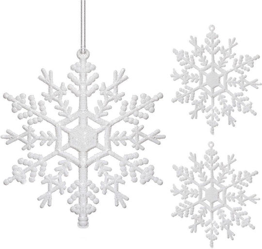 Ornament suspendat Fulgi de zăpadă Plastic Alb Set 3buc