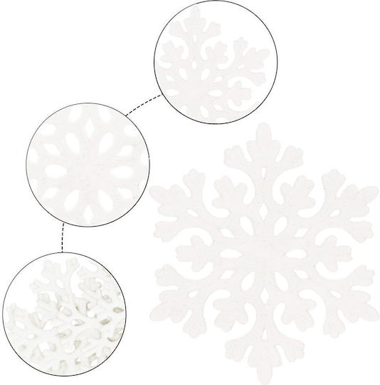 Ornament suspendat Fulgi de zăpadă Plastic Alb Set 8buc