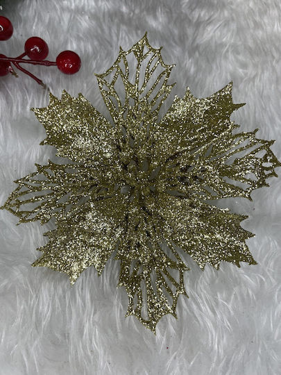 Hängendes Ornament Blume Kunststoff Gold 16x14cm Set 10Stück
