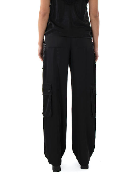 Zoya Women's High-waisted Fabric Cargo Trousers Black (Black)