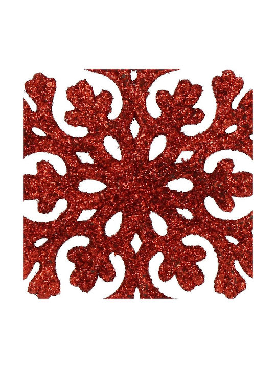 Ornament suspendat Fulgi de zăpadă Plastic Roșu Set 8buc