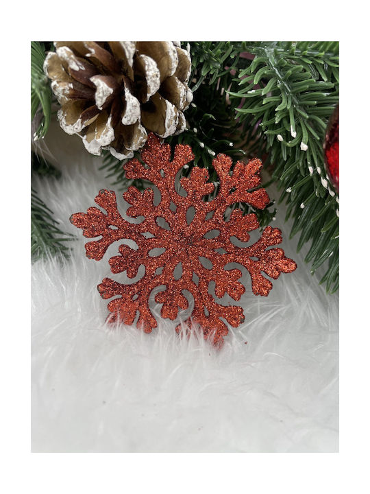 Ornament suspendat Fulgi de zăpadă Plastic Roșu Set 8buc