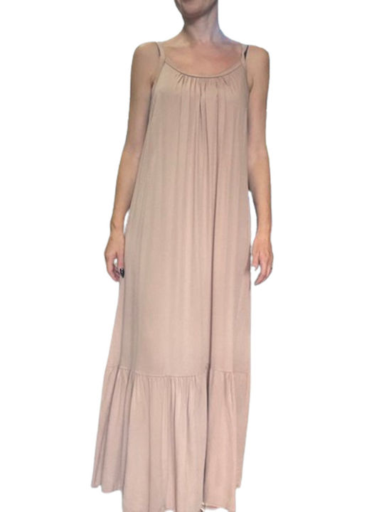 Peccato Maxi Dress with Ruffle Beige