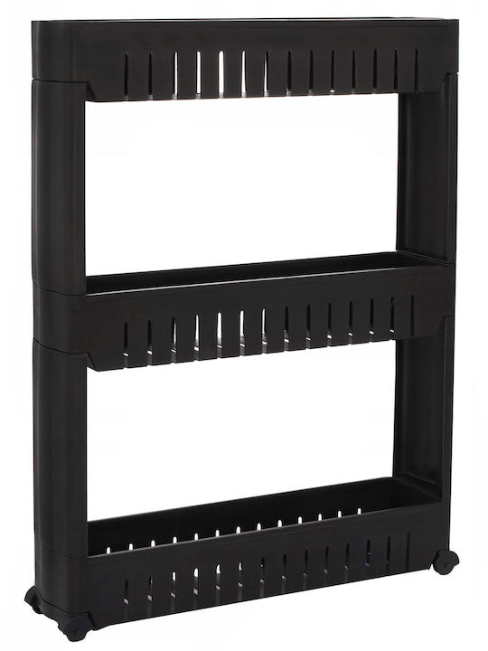 Troleu De Bucătărie Din Plastic Cu 3 Locuri Negru 54x12.5x70cm