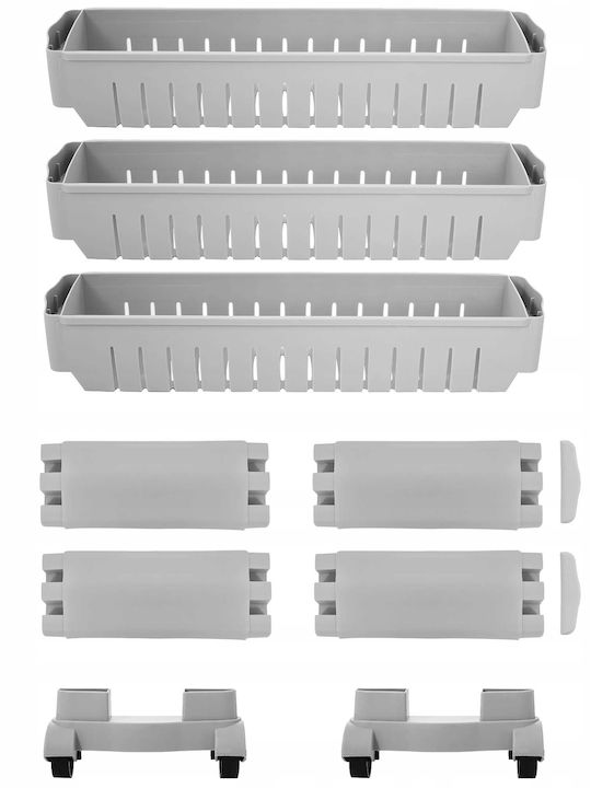 Troler De Bucătărie Din Plastic Cu 3 Locuri Gri 54x13x70cm