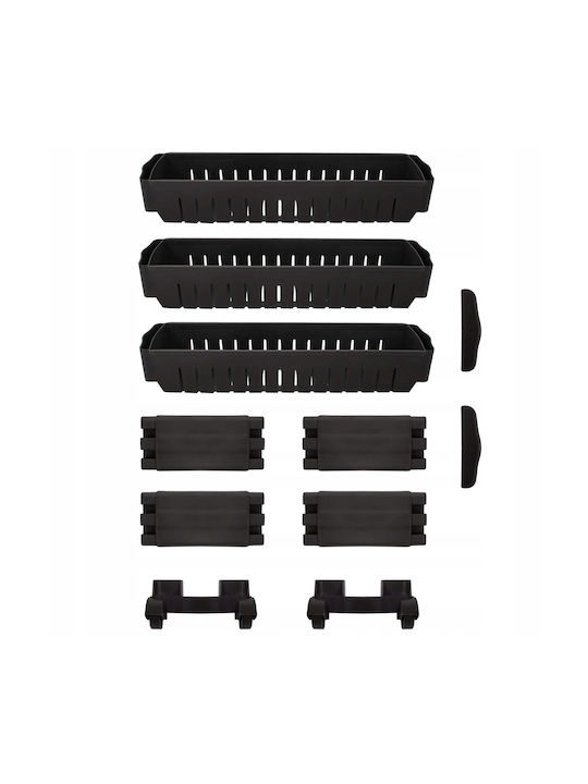 Troleu De Bucătărie Din Plastic Cu 3 Locuri Negru 54x12.5x70cm
