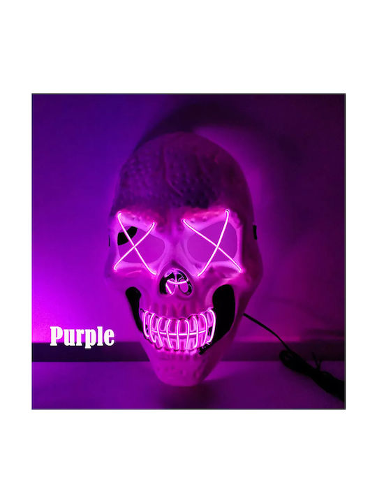 Halloween Mask Skull Model Zola White Purple Lights Plastic 26x17 Cm
