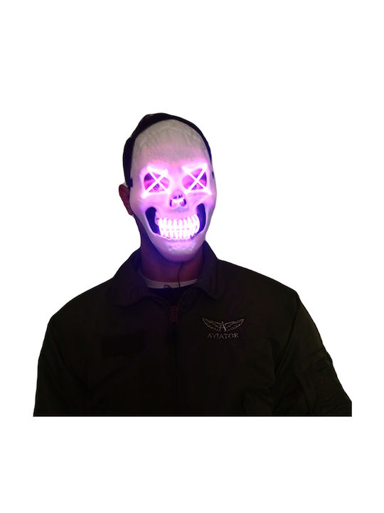Halloween Mask Skull Model Zola White Purple Lights Plastic 26x17 Cm