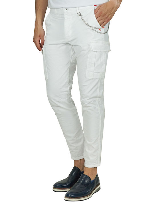 Trousers Cargo Elastic in Slim Fit White