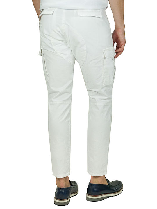 Trousers Cargo Elastic in Slim Fit White