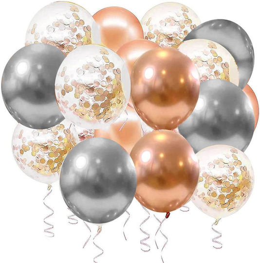 Compoziție cu 48 Baloane Aur Roz 35buc silver, pink