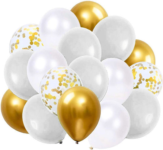 Σύνθεση με 50 Μπαλόνια Γενεθλίων white, gold, gray 40εκ.