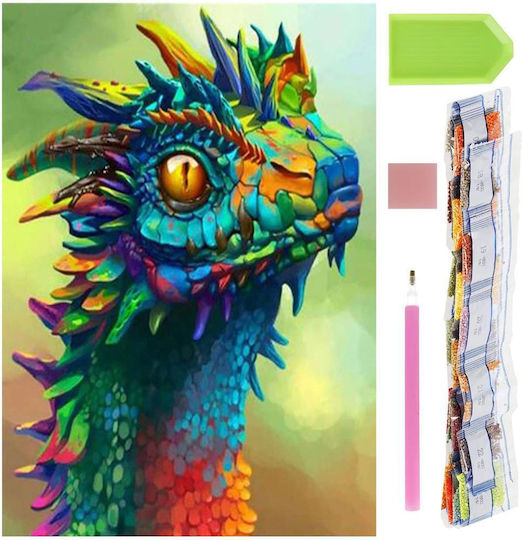 Set de Broderie cu Diamante 5D 30x40cm Design Cap de Dragon