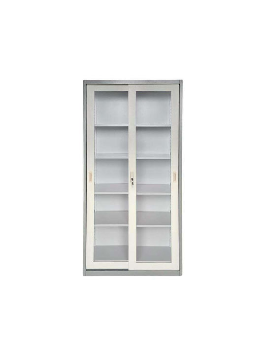 Zweiflügeliger Schrank Metallisch mit 4 Regale 85x40x180cm