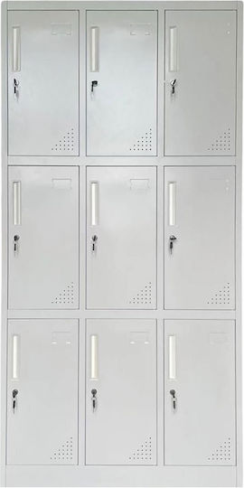 Метален Шкафче Locker с Възможност за Заключване с 9 Гардероба 90x40x185 cm Е6003,2