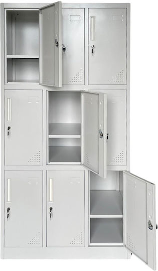 Метален Шкафче Locker с Възможност за Заключване с 9 Гардероба 90x40x185 cm Е6003,2