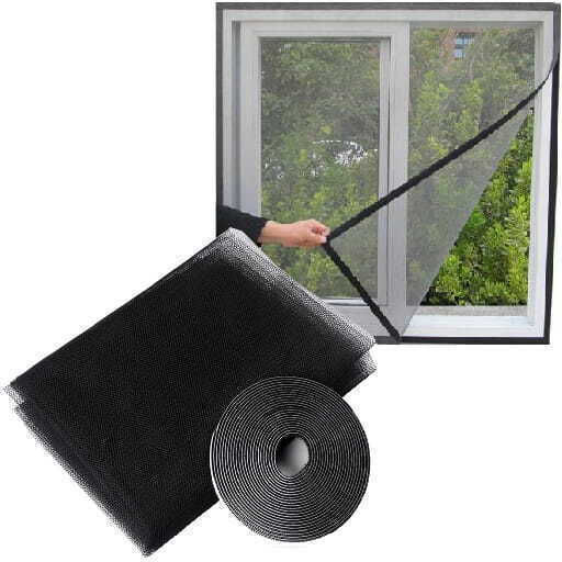Σίτα Παραθύρου με Σκρατς Σταθερή Μαύρη 150x130cm