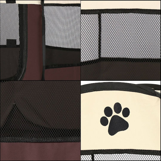 Extensibil Parc pentru Câini Octagon din Material Textil de Culoare Bej 81 x 26cm