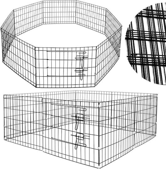 Pet Fence Made Iron Configurable Shape Access Door Xxl 120x120x60cm Black