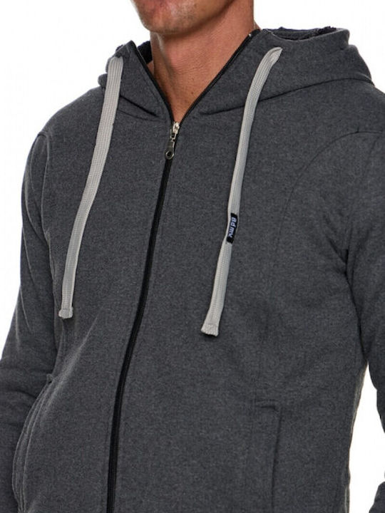 Bodymove Men's Sweatshirt Jacket with Hood Grey/Anthracite