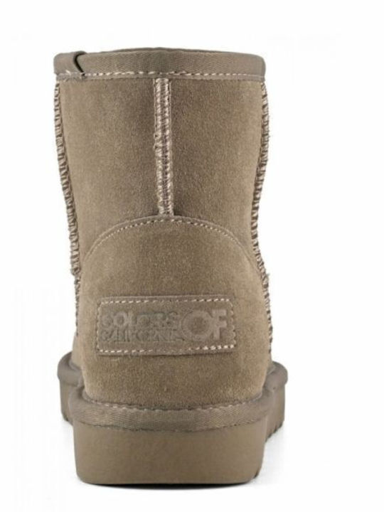 Leather Women's Ankle Boots with Fur Brown