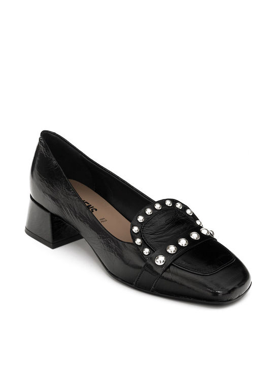 Carmens Leather Black Low Heels